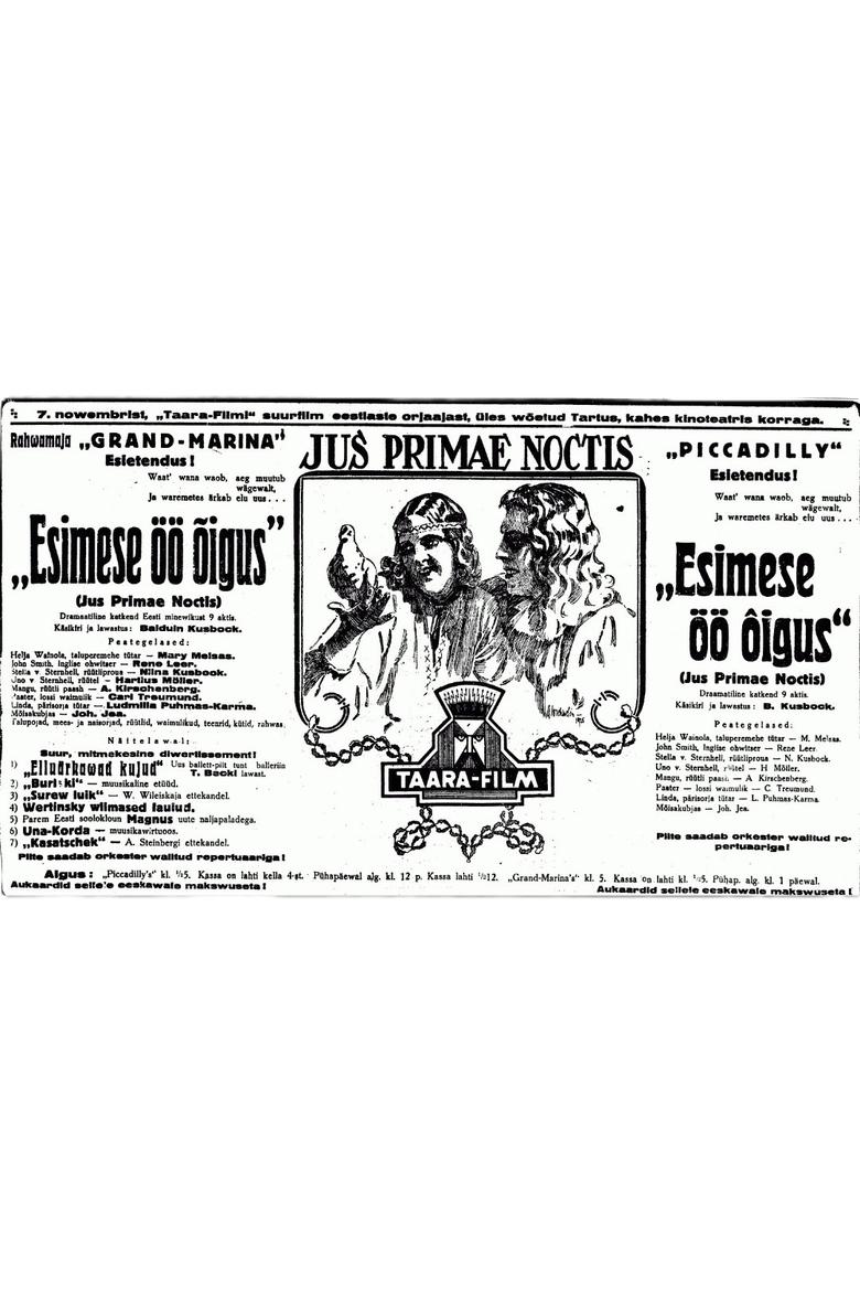 Poster of Esimese öö õigus (Jus primae noctis)