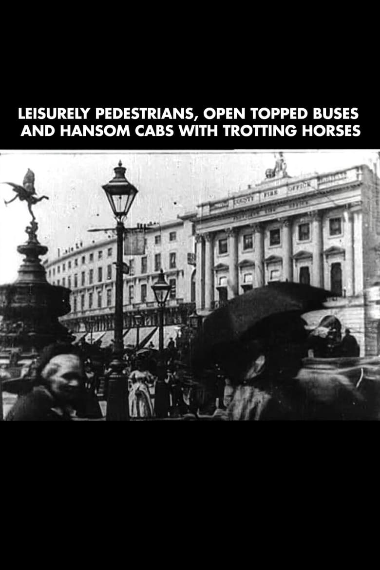 Poster of Leisurely Pedestrians, Open Topped Buses and Hansom Cabs with Trotting Horses